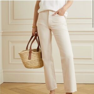 NWT SLVRLAKE London High Rise Straight Cotton Denim Jeans Pants Ecru Cream 27